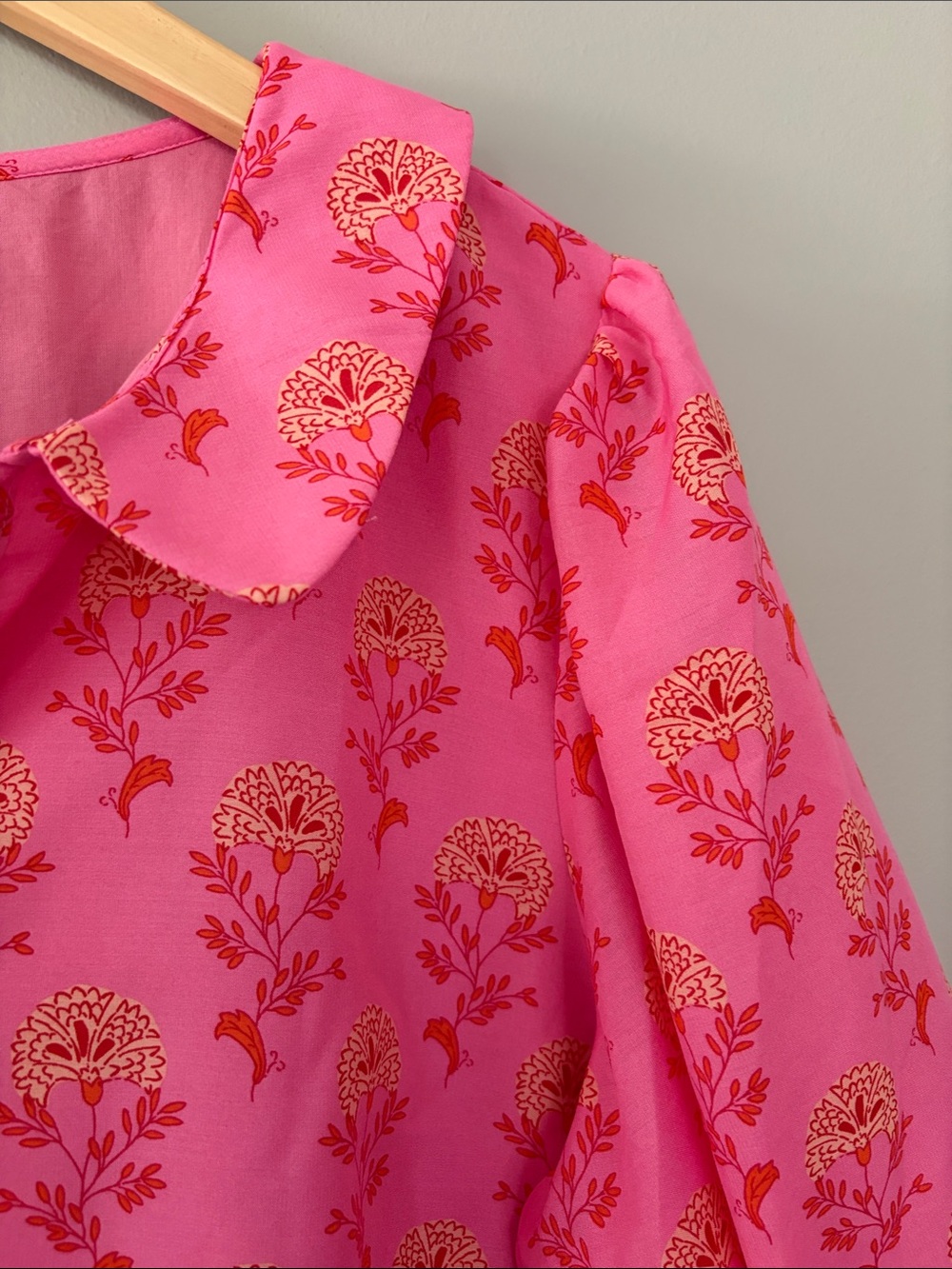 J. Marie Ella Ann Peter Pan Collar Mini Dress XL Pink Floral Puff Sleeve NWT - Picture 3 of 10